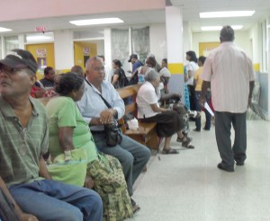 Patients lined up to visit the doctor at the diabetic clinic. 