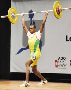 Displaying fine technique in the Clean & Jerk, Darren Williams sets a PB of 60kg   