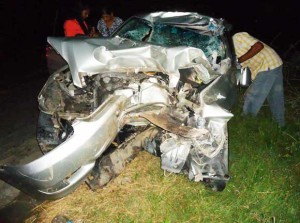 Dr. Sattaur’s badly mangled car.