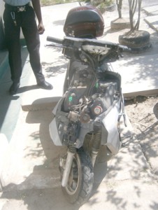 The damaged motorcycle 