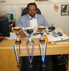 Lynden Archer Graham with some of the trophies and medals.