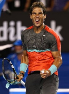 Rafael Nadal celebrates winning his third round match against Gael Monfils.  Cameron Spencer Getty Images
