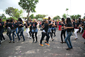 Guyanese participating in ‘One Billion Rising’ last year.