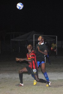 Part of the action between Pouderoyen and Young Achievers. Pouderoyen won 2 – 1 in extra-time. 