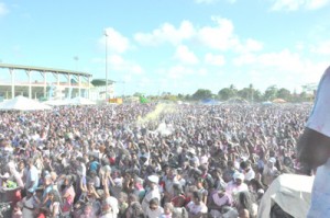 The National Stadium compound bursting at its seams yesterday for the Inspire Inc Phagwah Festival 