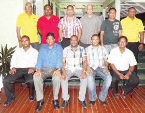 The new executive members of the club; standing from left are Harry Yankana, Saheed Mohamed, Mark Singh, Looknauth Persaud, Mohamed Azeez and Paul Parsram. Sitting from left are Manichan Rai, Carmachand Rambarran, Stephen Lewis, Rajesh Singh and Anthony Rampersaud. Missing is Royston Rachpaul. 