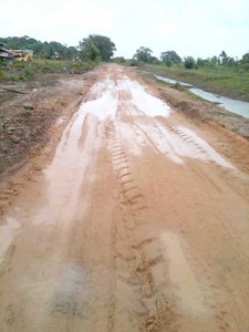 One of the many sections of the deplorable Parika Backdam roadway 