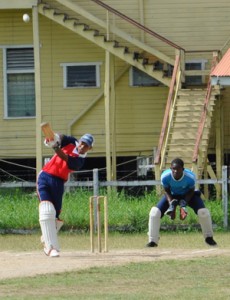 Ronald Alli in action at Eve Leary yesterday.