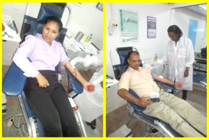 Setting the example!  Dr. Sheik Amir and GPHC’s Administrative Assistant Mary Gomes donate blood to a worthy cause – saving lives.