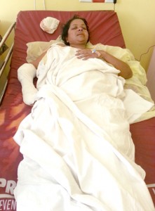 The wounded Lomattie Ramdat in hospital.