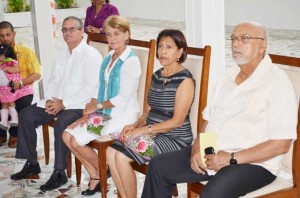President Donald Ramotar with First Lady Deolatchmee Ramotar and the Cuban Ambassador to Guyana and his wife at the official Launch of the Guyana-Cuba Friendship Association