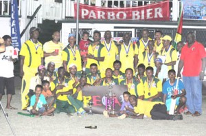 Members of the Regal open and over 40 teams display their prizes. 