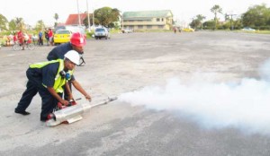 Vector Control workers testing a recently procured fogging machine.