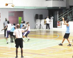 St Rose's Nathan Saul sinks one in from the free throw line.