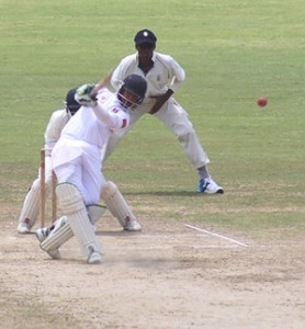 Amir Jangoo on the go during his century against Barbados at Providence