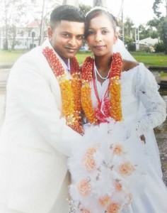 Bharrat Pitamber and his wife,  who were married last year 