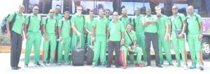 Members of the Guyana Amazon Warriors team just before they departed the Grand Coastal hotel   