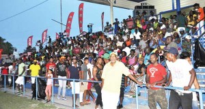 A section of the large crowd that attended the Boyce & Jefford Athletics Classic which was held at the Mackenzie Sports Club ground. 