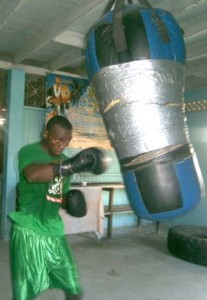 Gonsalves pummels the heavy bag as he whips himself in shape for the Azore clash.