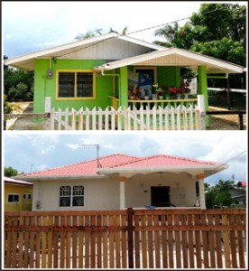 Examples of what a V-roof (top) and bungalow-roof look like.
