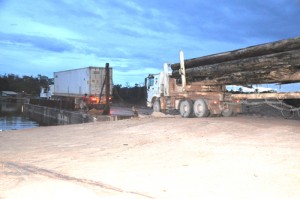 Two trucks belonging to Bai Shan Lin about to leave Kwakwani on Wednesday evening in addition to the numerous that a team from this publication witnessed heading to Georgetown