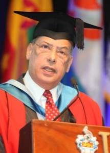 Sir Ronald addressing the UWI graduands