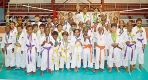 Successful participants Japan Karate Association/World Federation Guyana junior tournament display their medals.