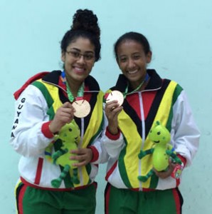 Ashley Khalil and Ashley DeGroot display their bronze medals. 