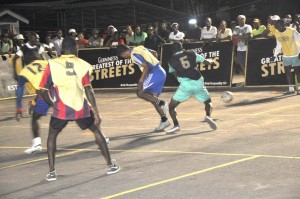 Part of the action in the Guinness ‘Greatest of de Streets’ Futsal Competition.