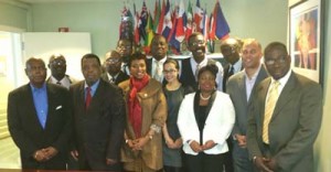 The Guyana delegation with members of congress Yvette Clarke and Hakeem Jeffries.