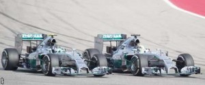 Hamilton overtook with a late move at the end of the back straight, seemingly surprising Rosberg. (AFP)