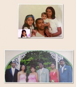 Above: Romeo his wife and children in happier times. Below: Romeo (at left) with other family members.