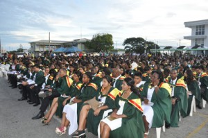  A section of the graduating students yesterday
