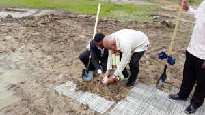 President Donald Ramotar and Sun & Sand Group of Companies, Bhushan Chandna, turning the sod for the construction of the new hotel back in July.