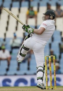 AB de Villiers goes for a pull. (Associated Press)