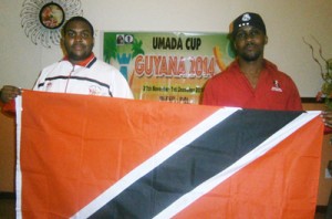 Esan Wiltshire (left) and Ryan Harper proudly display their country flag shortly after carting of the top prizes. 