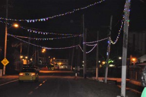 Young Street decked out with Christmas light, courtesy of the Guyana Police Force.