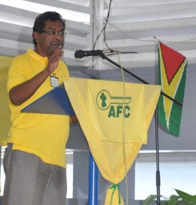 AFC Leader, Khemraj Ramjattan during his address 