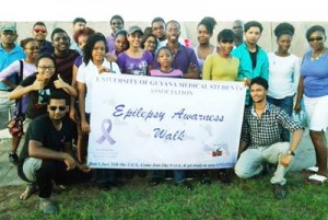 Some of the participants and organisers at the seawall following the Epilepsy Awareness Walk   