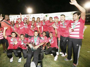 NAGICO Super50 champions Trinidad and Tobago Red Force celebrate. (Windies Cricket)