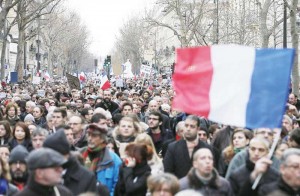 People march against terrorism in Paris, France, yesterday. (Atentado, Terrorismo, Francia) EFE/EPA/IAN LANGSDON