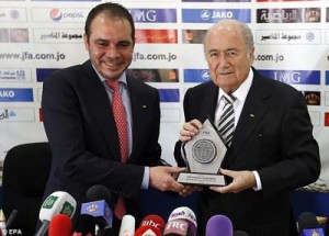 Prince Ali will challenge Sepp Blatter (right),  who is running for a fifth term as FIFA president
