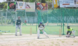  Shemron Hetmyer, Vice Captain Vishaul Singh & Anthony Bramble practice at Bourda yesterday.