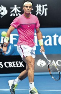 Spain’s Rafael Nadal watches the ball during his men’s singles match against Czech Republic’s Tomas Berdych on day nine of the 2015 Australian Open tennis tournament in Melbourne.