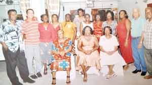 Stalwarts of the profession! Retired teachers in the ‘Gems of Yesteryear’ group pose in this 2013 photo. Carmen Johnson stands sixth from right.