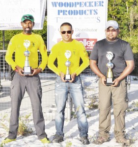 The top shots display their trophies, from left, Ryan McKinnon, Ray Beharry and David Dharry.