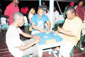 Players in action during the plays off at Malteenoes SC Saturday night last. 