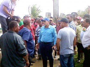 President Ramotar with affected residents.