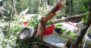 The wreckage of the Trans Guyana plane.