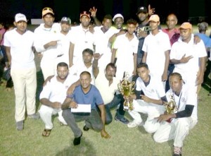 Members of the winning team in a celebratory mood with their silverware after winning the Mash Cup 2015.